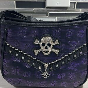 Edgy Purple Skull Women's Shoulder Bag